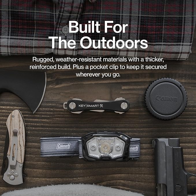 KeySmart Rugged - Multitool Key Holder for Keychain w/Bottle Opener and Pocket Clip, Organizer for Keys, EDC Keychains, Ring 