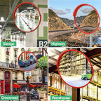 RELIANCER 32" Convex Security Mirror,Curved Safety Traffic Road Driveway Mirror,Adjustable Safety Corner Surveillance Mirrors,Outdoor Indoor Blind Spot Mirrors For Garage Parking Lot Shop Office