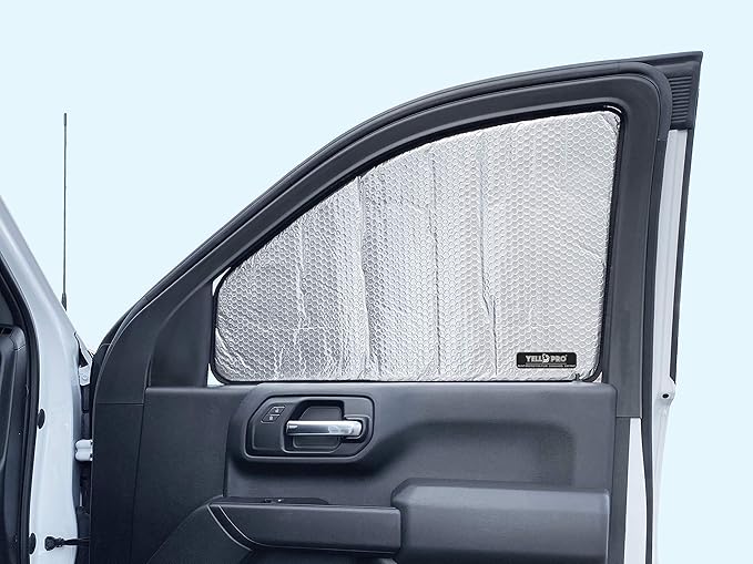 Side Window Front Seat Sunshade Custom Fit for 2019 2020 2021 2022 2023 2024 2025 2026 GMC Sierra 1500, 4Door Double Cab Crew Cab (Not for HD 2500 3500), UV Reflector (Set of 2)