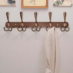 Dseap Wall Mounted Coat Rack - 5 Tri Hooks, Heavy Duty, Stainless Steel, Metal Coat Hook Rail for Coat Hat Towel Purse Robes 