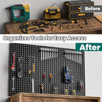 EVERHANGER Metal Pegboard Panels 24" x 12", Heavy Duty Steel Peg Boards for Garage, Pegboard Wall Organizer for Tool Storage 