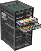 Mind Reader 10-Drawer Desk Organizer for Office Supplies, Crafts, Mail Sorting & More, Metal Mesh, 10.75"L x 14"W x 21.25"H, 