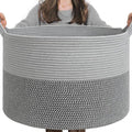 INDRESSME Extra Large Laundry Basket, Cotton Rope Blanket Basket for Nursery Living Room, Decorative Woven Storage Basket wit