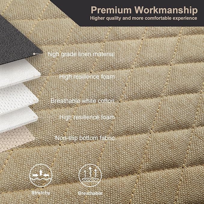 West Llama Linen Car Seat Covers,Bottom Seat Covers for Cars Include 1 Pair Front Driver Seat Pad Mat and 1 Rear Bench Cover 