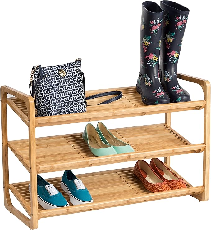 Honey-Can-Do SHO-01599 Bamboo 3-Tier Shoe Shelf