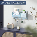 Rebee Vision Key Holder Wall Mount with Mail Sorter - Decorative Mail and Key Organizer for Wall with Hooks and Drawer Organi