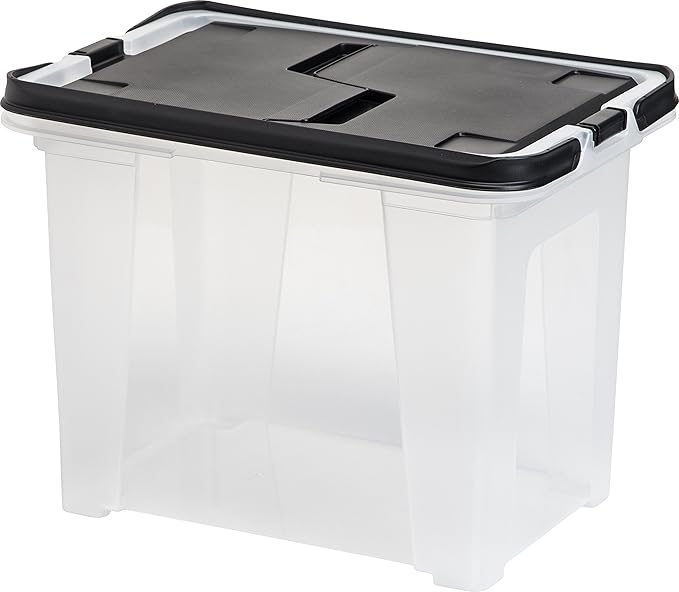IRIS USA File Box File Organizer w/Wing Lid for Letter/Legal File, Water Resistant Document Box, BPA-Free Plastic Storage Bin