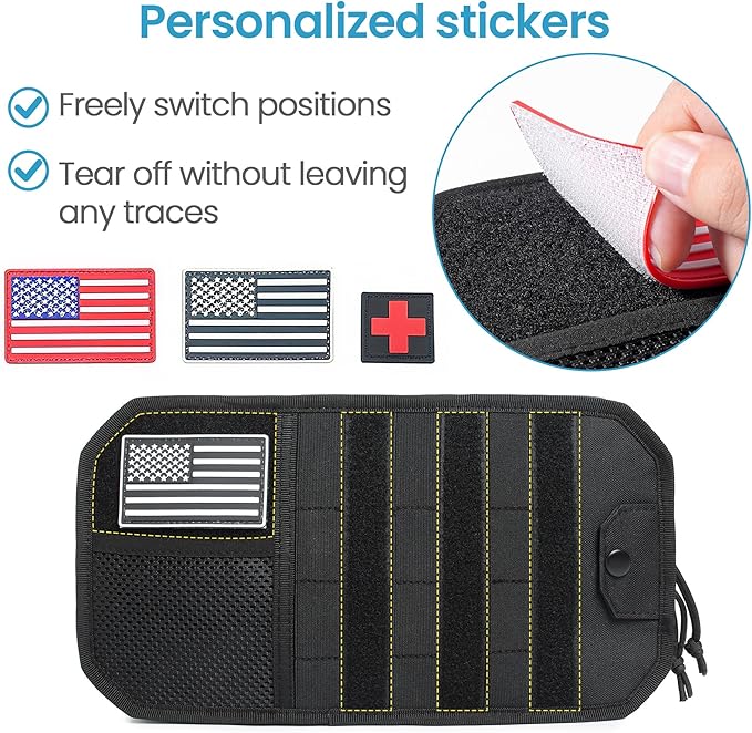 Car Sun Visor Organizer with MOLLE Panel and Zipper Storage Pouch Hard PE Board Prevents Sagging Tactical Gear Attachment Includes Sunglasses Holder Clip Fits Most Cars Trucks SUVs and Vans
