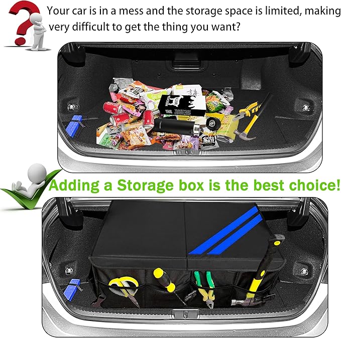YOSRTER Car Trunk Organizer for Dodge Charger Durango Challenger Ram Collapsible Storage Box with Handle Foldable Lid Non
