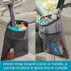 High Road TrimTrash Hanging Car Garbage Bag - Slim and Leakproof Car Trash Bag with Magnetic Closure and Storage Pocket - Attaches to Seat, Glovebox or Console