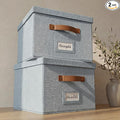 ZICOTO Decorative File Organizer Box Set of 2 - Collapsible Linen Filing Cabinets w/Handles Are Perfect to Store all Your Doc
