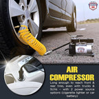Tire Inflator Portable Air Compressor – 12V DC Air Pump for Car Tires, 150 PSI Electric Air Pump with Tyre Pressure Gauge – Corded Yellow by WE LOVE TO DRIVE