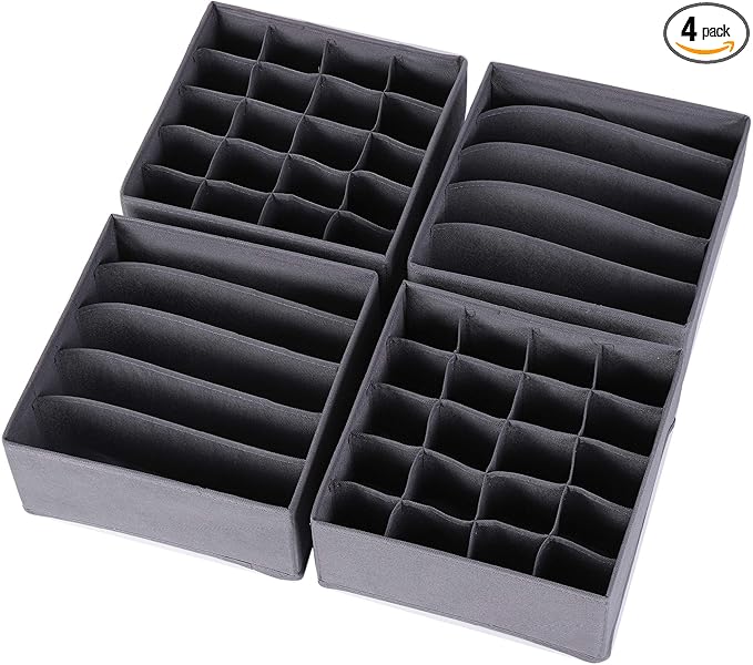 DIOMMELL 4 Pack Foldable Cloth Storage Box Closet Dresser Drawer Organizer Fabric Baskets Bins Containers Divider for Clothes