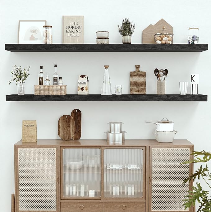 Vivelove 72 Inches Floating Shelves Wall Mounted, 12" Deep Wall Shelves for Bedroom, Bathroom, Living Room, Kitchen, Office, 