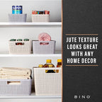 BINO | Woven Plastic Basket | XS (Natural Grey), 5-Pack | THE JUTE COLLECTION | Home Organization, Space - Saving Storage, St