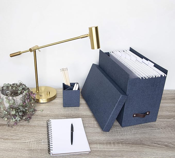 Bigso John Desktop File Box - File Storage Box and Document Organizer for Important Paperwork - Durable Hanging File Box with