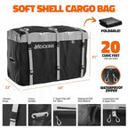 Mockins 49"x22"x7" Aluminum Hitch Cargo Carrier & 20 Cu Ft Waterproof Cargo Bag | 500 lbs. Capacity Hitch Basket | Lightweight Aluminum Cargo Carrier Kit for 2" Receivers w/Locks, Stabilizer & Straps