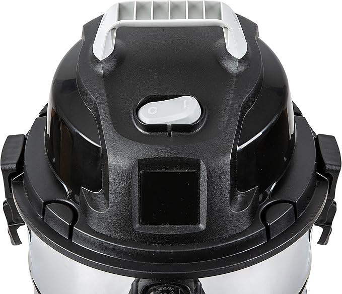 Amazon Basics Wet Dry Shop Vacuum Cleaner, 6 Gallon, 3.5 HP Stainless Steel, with Filter, Grey/Black