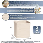 NaturalCozy Storage Cubes 11 Inch Cotton Rope Woven Baskets for Organizing, 3-Pack | Cube Storage Bin | Square Storage Basket