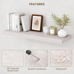 48 Inch Floating Shelves, 3D Textured Wood Grain, 48"x9.25"x1.5" Inch Deep Floating Shelves for Wall, Wooden Shelves for Bath