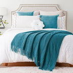 BATTILO HOME Teal Blue Throw Blanket for Couch, Decorative Throw Blanket for Sofa Bed Room Home Decor, 50"x60"