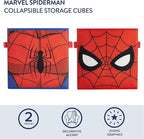 Idea Nuova Marvel Spiderman Collapsible Storage Cubes, Set of 2, 10"x10",Spiderman/Red