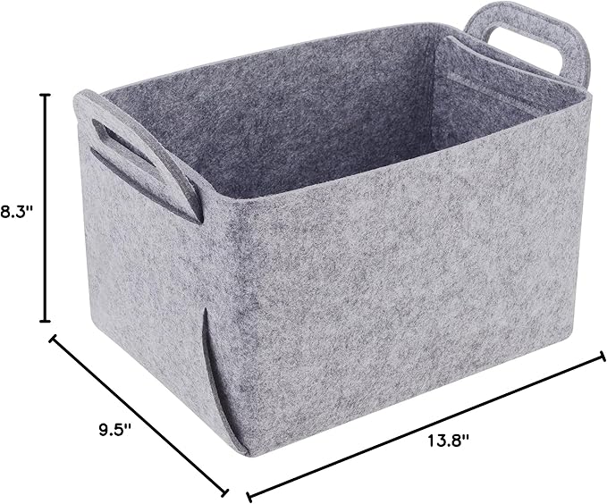 Storage Basket Felt Storage Bin Collapsible& Convenient Box Organizer with Carry Handles for Office Bedroom Closet Babies Nur