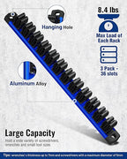 WORKPRO 3-Pack Magnetic Screwdriver Organizer and Wrench Organizer Set, Aluminum Rail Magnetic Tool Organizers, Tool Holder, 