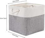 MidmmVick 13 x 13 Inch Cube Storage Bins, 4 Pack Large Collapsible Fabric Storage Bin with Ropes, Foldable Storage Cubes for 