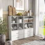 Homes: Inside + Out Apexa 4-Cube Storage Organizer Shelves, Stackable Wood Bookcase Fits Cubby Bins for Organization, Dorm Te