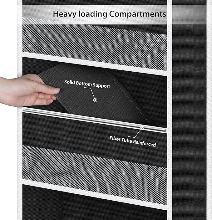 Univivi 6-Shelf Over Door Hanging Organizer Fabric Baby Door Storage with 5 Large Pockets and 3 Small PVC Pockets Wall Mount 
