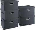 Graciadeco Medium 15" 21 Quart Collapsible Stackable Storage Bins with Lids, 5 Packs Dark Gray Foldable Fabric Closet Storage