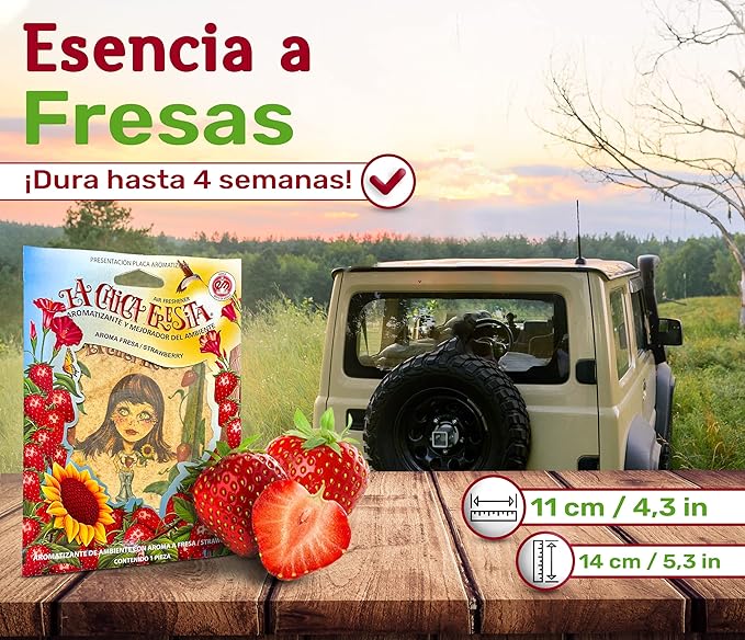 3pcs La Chica Fresita Car Air Freshener - 4 Weeks Long-lasting Strawberry Scent - The Must-have Rear View Mirror Hanging Acce