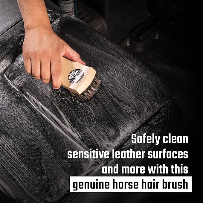 Chemical Guys Long Bristle Horse Hair Leather Cleaning Brush - Leather Brush to Gently Clean Car Interiors,Furniture,Sneakers