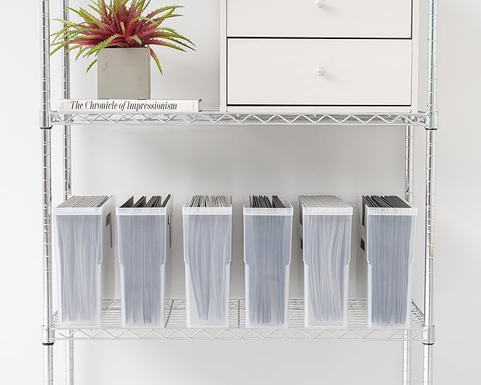 IRIS USA Small Portable Desktop File Box with Open Lid, 6 Pack, Side Handles, Hanging File Folders, Tabs & Inserts, Letter Si