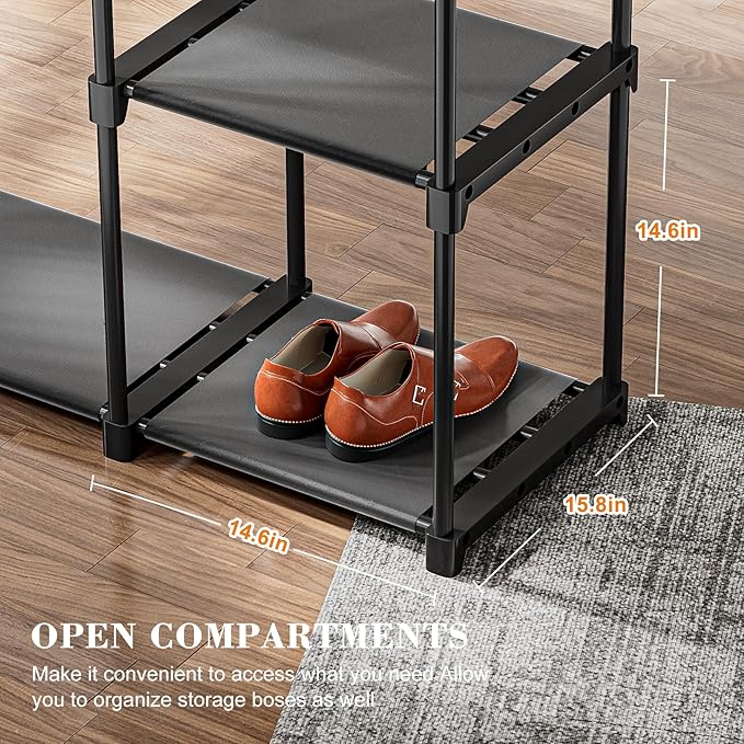 Neatrays Portable Closet, Freestanding Wardrobe Closet Organizers and Storage,Open Clothing Racks for Hanging Clothes with 4 
