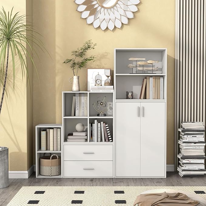 Homes: Inside + Out Apexa 2-Cube Storage Organizer Shelves, Stackable Wood Bookcase Fits Cubby Bins for Organization, Dorm Te