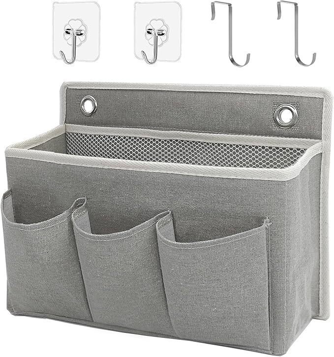 Wall Hanging Organizer Bag/Hanging Baskets with Large Mesh Compartment & 3 Pockets，Over the Door Hanging Organizer Space Savi