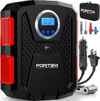 FORTEM Tire Inflator Portable Air Compressor, Air Pump for Car Tires and Bikes, Car Tire Pump w/Auto Shut Off, 150 PSI, 110V AC 12V DC, LED Light, Carrying Case, for Men, Women