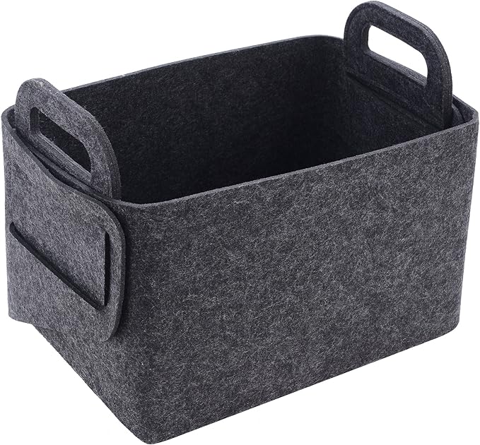 Minoisome Storage Basket Felt Storage Bin Collapsible& Convenient Box Organizer with Carry Handles for Office Bedroom Closet 