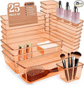 Coffee Acrylic Drawer Organizers Set Storage for Makeup, Office Desk Small Vanity Trays for Drawer Bathroom Plastic Make up O