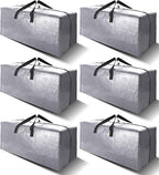 6 Pack Heavy Duty Extra Large Moving Bags W/Backpack Straps - Strong Handles & Zippers, Storage Totes For Space Saving, Fold 