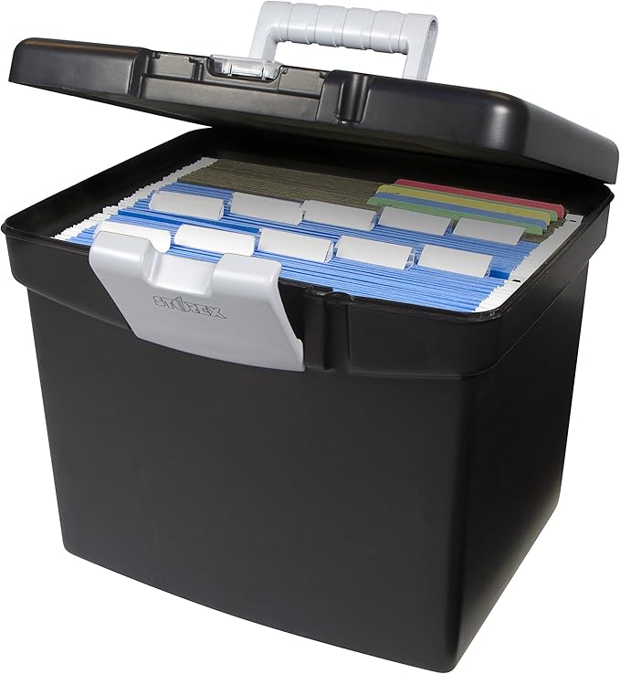 Storex File Storage Box Translucent Storage Lid, Black 1-Pack (61504F01C)