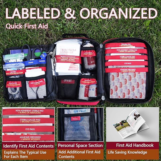 First Aid Kit, Upgrade Trauma First Aid Kit with Labelled Compartments -Emergency Medical Kits with Molle System First Aid Ki