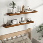 Fun Memories Floating Shelves for Wall, Rustic Wood Wall Mounted Shelves for Bathroom, Bedroom, Living Room and Kitchen, Stor