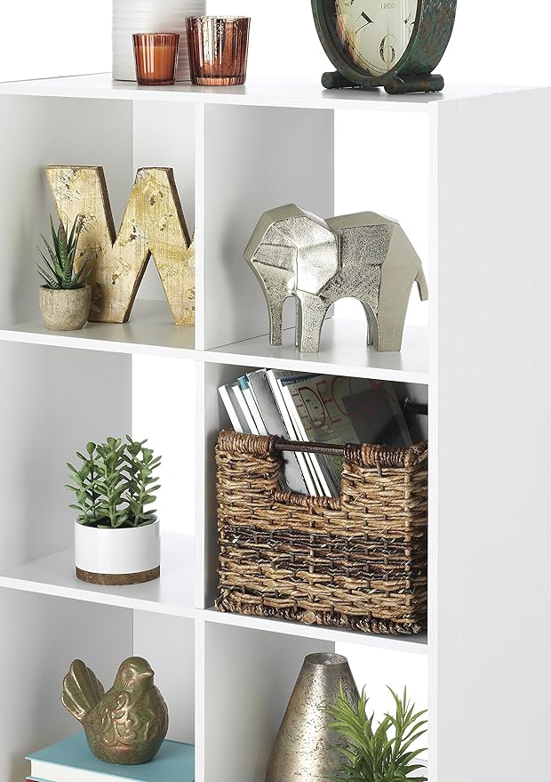 Whitmor 6 Cube Storage Organizer, 3 Tier Stackable MDF Wood Bookcase, Open Storage Display Bookshelf, Storage Cabinet for Liv