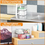 Yieach 6 Pack Small Stackable Storage Drawers,4.4 Inch Tall Stacking Acrylic Clear Storage Bins for Bathroom Vanity,Undersink