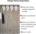 Dseap Coat Rack Wall Mounted - 5 Tri Hooks, Heavy Duty, Wooden Wall Coat Hanger Coat Hook for Clothes Hat Jacket Clothing, Wh