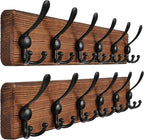 Dseap Coat Rack Wall Mounted - 24" Long 6 Tri Hooks, Heavy Duty Wooden Wall Coat Hanger Coat Hook for Clothes Hat Jacket Clot