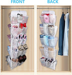 MISSLO 30 Large Pockets Dual Sided Hanging Baby Shoe Organizer for Closet with Rotating Hanger Hanging Shoe Shelves, White